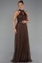 Abendkleid Lang Spitze Braun ABU6313