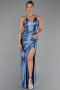 Abschlusskleid Lang Satin Indigo ABU2800