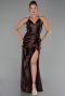 Abschlusskleid Lang Satin Braun ABU2800