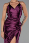 Abschlusskleid Lang Satin Pflaume ABU2800