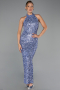 Indigo Abendkleid Lang ABK2474