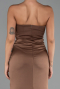 Braun Abschlusskleid Satin Lang ABU6061