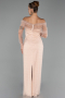 Gold Abendkleid Perlenbesetzt Lang ABU5550