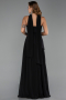 Schwarz Abschlusskleid Chiffon Lang ABU6042
