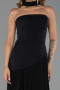 Schwarz Abschlusskleid Chiffon Lang ABU6042