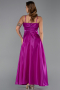 Fuchsie Abendkleid Satin Midi ABK2657