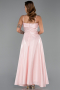 Puder Abendkleid Satin Midi ABK2657