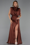 Hellbraun Abendkleid Satin Lang ABU2133