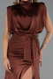 Hellbraun Abendkleid Satin Lang ABU2133