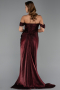 Weinrot Abendkleid Chiffon Lang ABU5974