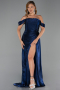 Marineblau Abendkleid Chiffon Lang ABU5974