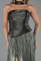 Dunkles Khaki Abschlusskleid Chiffon Lang ABU5957