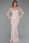 Puder Abendkleid Perlenbesetzt Lang ABU5649