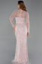 Puder Abendkleid Perlenbesetzt Lang ABU5649