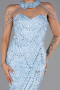 Abendkleid Lang Perlenbesetzt Eisblau ABU6073