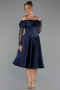 Abendkleid Midi Satin Marineblau ABK2552