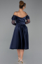 Abendkleid Midi Satin Marineblau ABK2552
