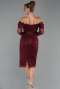 Abendkleid Midi Perlenbesetzt Weinrot ABK2663
