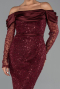 Abendkleid Midi Perlenbesetzt Weinrot ABK2663