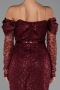 Abendkleid Midi Perlenbesetzt Weinrot ABK2663
