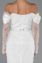 Abendkleid Midi Perlenbesetzt Weiß ABK2663