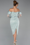 Abendkleid Midi Perlenbesetzt Minzgrün ABK2663