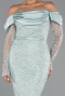 Abendkleid Midi Perlenbesetzt Minzgrün ABK2663