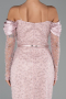 Abendkleid Midi Perlenbesetzt Puder ABK2663