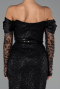 Abendkleid Midi Perlenbesetzt Schwarz ABK2663