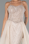 Abendkleid Lang Perlenbesetzt Beige ABU5730