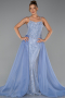Abendkleid Lang Perlenbesetzt Eisblau ABU5730