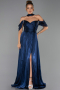 Abendkleid Lang Chiffon Marineblau ABU6342