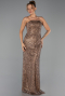 Abendkleid Lang Schuppig Hellbraun ABU6343