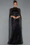 Abendkleid Lang Schuppig Schwarz ABU6343