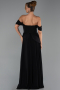 Abendkleid Lang Chiffon Schwarz ABU6345