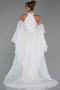 Standesamtkleid Lang Perlenbesetzt Weiß ABU6348