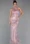 Standesamtkleid Lang Perlenbesetzt Puder ABU6348