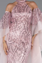Standesamtkleid Lang Perlenbesetzt Puder ABU6348