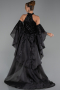 Standesamtkleid Lang Perlenbesetzt Schwarz ABU6348