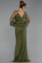 Abendkleid Lang Perlenbesetzt Khaki ABU6349