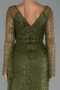 Abendkleid Lang Perlenbesetzt Khaki ABU6349