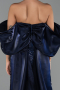 Abendkleid Lang Perlenbesetzt Marineblau ABU6351