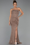 Abendkleid Lang Spitze Hellbraun ABU6355