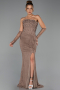 Abendkleid Lang Spitze Hellbraun ABU6355