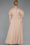 Abendgarderobe in Großen Größen Lang Chiffon Gold ABU6340