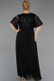 Abendgarderobe in Großen Größen Lang Chiffon Schwarz ABU6340