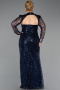 Abendkleid in Übergröße Lang Perlenbesetzt Marineblau ABU6357