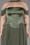 Abendgarderobe in Großen Größen Lang Chiffon Khaki ABU5551