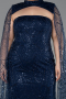 Abendkleid in Übergröße Lang Perlenbesetzt Marineblau ABU6346