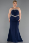 Abendkleid in Übergröße Lang Marineblau ABU6338